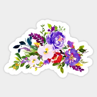 Watercolor Flower Arrangement, Ultra Violet Sticker